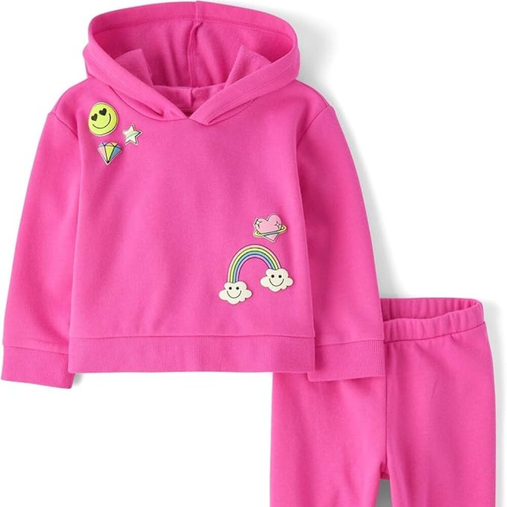 The Children's Place Toddler Girl 2 Piece Pink Sweatsuit Top and Pants 2T